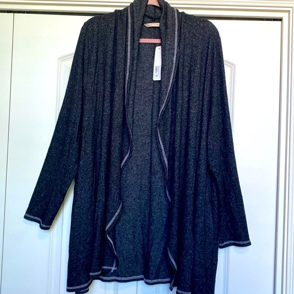 NWT Soft Surroundings Meadow Topper Cardigan Sweater Womens 3X plus Sz Charcoal - Picture 1 of 9